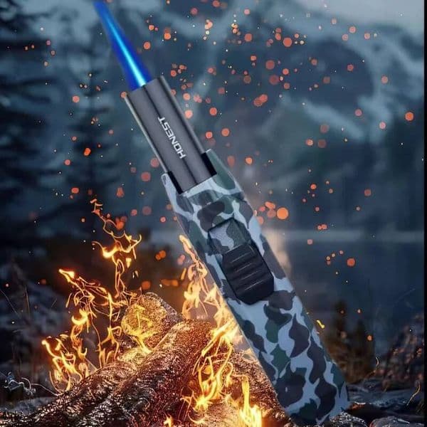2025 Honest Kitchen Outdoor BBQ Metal Windproof Cigar Big Jet Flames Lighter Turbo Torch Fire Gas Lighters Men's Gift