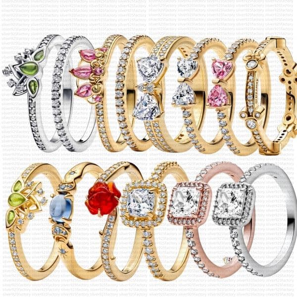 Designer Rings Heart gold Rings for women Princess Wedding Ring with box luxury jewelry 925 Silver sparkle Diamond ring engagement Ring fashion party gifts