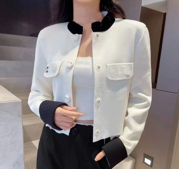 2025 Paris designer spring new women's fashion luxury small coat round collar printed letter logo girls jacket classic long-sleeved outdoor casual uniform S-XL de