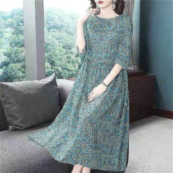444 Summer new floral plus size women's clothing rich lady fashionable age-reducing printed dress mid-length