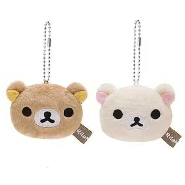 Rilakkuma Korilakkuma Bear Head Plush Keychain Key Ring Ball Chain Kawaii Cute Bag Keychains X250826
