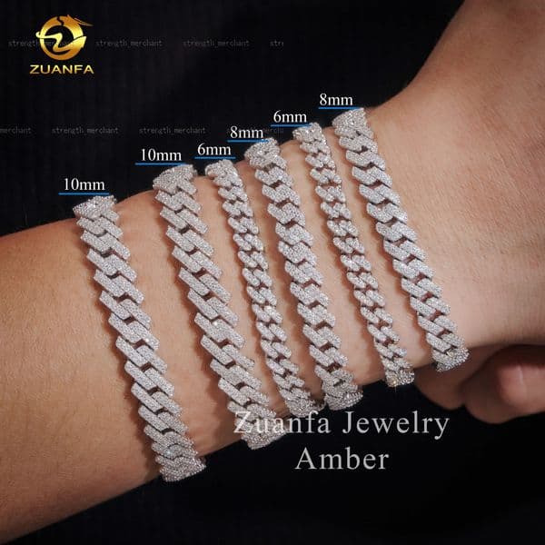 Designer necklace Hot Sale Fine Jewelry Lab Diamond S925 Sterling Silver Rhodium Plated Moissanite Bracelet Men Cuban Link Bracelet