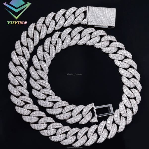 Whole Sale Price 14mm22mm Ice Out Cuban Chain Moissanite Lin Chain S925 Silver Vvs Diamond Hiphop Necklace for Men Jewelry