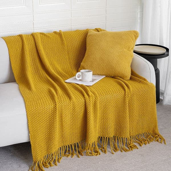 Simple Hollow Mesh Knitted for Spring and Summer, Office Sofa Nap Wool Blanket, Homestay Bedside Throw Blanket