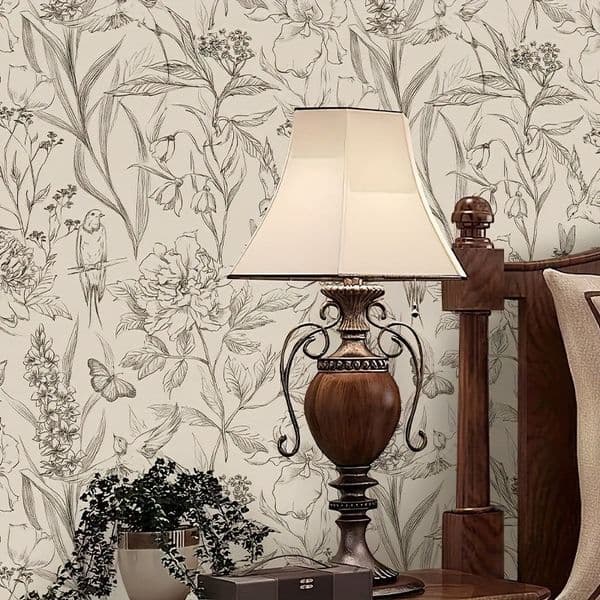 1 roll self-adhesive wallpaper - black and white elegant flower bathroom kitchen living room bedroom moisture-proof modern farmhouse traditional decoration easy