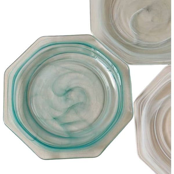 1 Piece Vintage Frosted Octagonal Glass Binner Plate Breakfast Plate, Suitable For Home, Hotel, Cafe, Party Use.