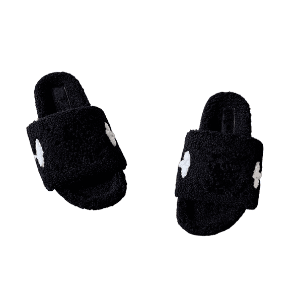 Women Slippers Plush Wool Winter Fur Fluffy Furry Warm Sandals Flip Flop Slipper Black Grey Pink white