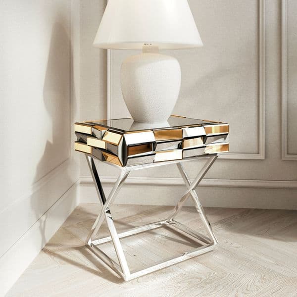 FABS Knightsbridge Mirrored Side Table (Gold, Silver)