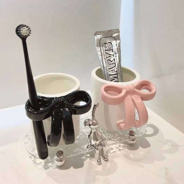 Ceramic Toothbrush Cup Stylish Home Use Couple Creative Minimalist Design Dental Care Set His and Hers Bathroom