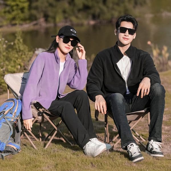plush couple fleece jacket cozy warmth with windproof design