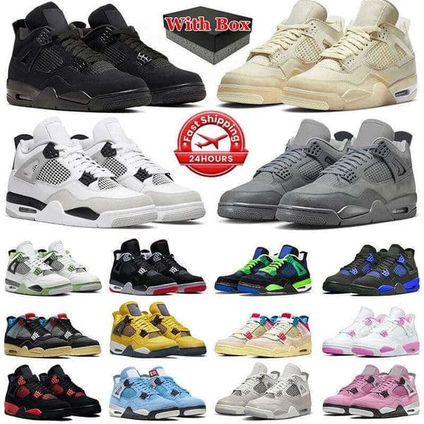 Ferr Women Basketball 4s 4 Shoe Wet Cements Thunder Military Cat Pine Green Doernbecher Pink White Oreo Black Cats Big Size Men Shoes Youth Sneakers Dghate