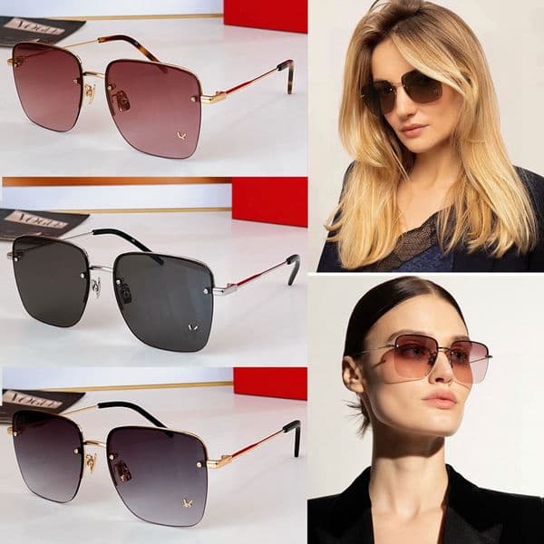 RIMLESS SUNGLASSES Brand Womens Designer Square Metal Sunglasses SL312M lenses decorated with the logo metal nose pad fashion style glasses UVA/UVB protection