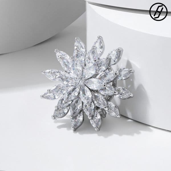 High-end Rotating Sunflower Brooch Ring Earrings High-end Suit Coat Pin Fashionable Versatile Zircon Corsage Accessories Original Ring Designer Jewelry