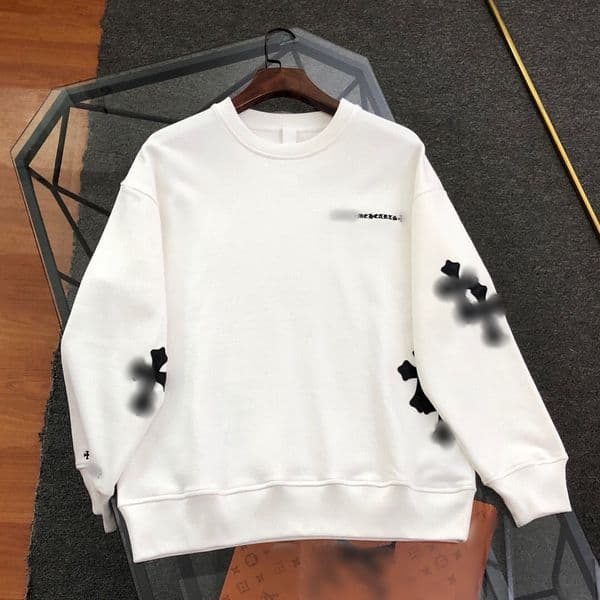 Designer men's and women's round neck hoodies with classic cross leather logo embroidery logo design, soft and comfortable fabric