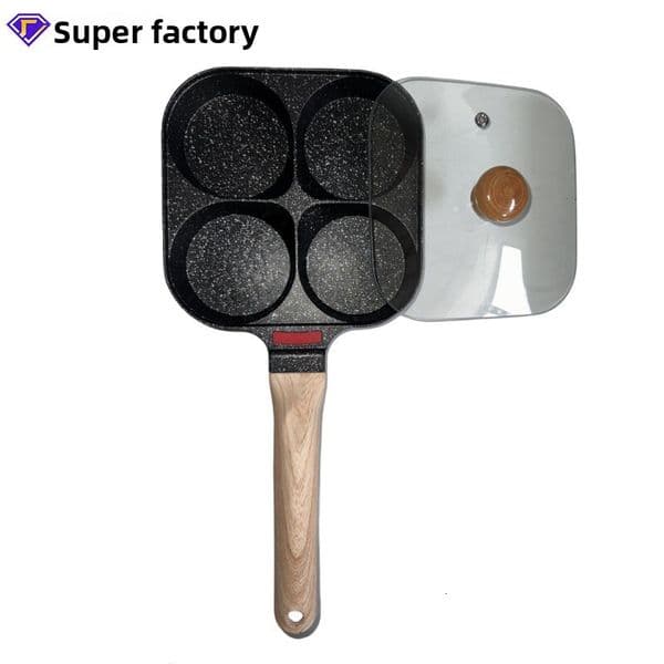 New Four-Hole Burger Household Maifan Stone Non-Stick Breakfast Flat Pan Egg Frying Magic Tool