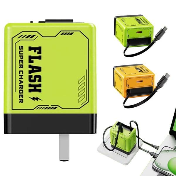 35W Retractable Wall Charger for Andoird iPhone Tablet with Type-C Cable Foldable Plug Fast Charging Retractable Phone Charger with box