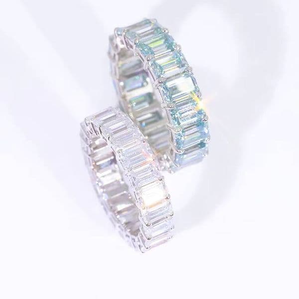 Custom Luxury Jewelry Ring Emerald Baguette Cut Mens Ice Out Moissanite Diamond 18k Gold Moissanite Ring Men