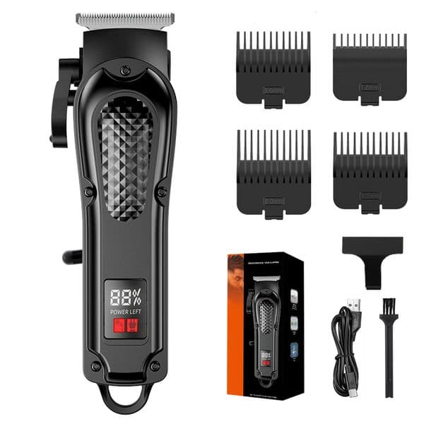 Electric digital display hair clipper for shaving head, professional barber shop electric hair clipper with USB charging.