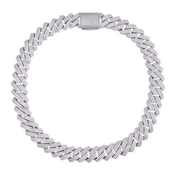 Cuban Link Chain Hiphop Necklace 8mm 10mm 12mm VVS Men Moissanite Zircon 14k Unisex Gold Plated Sier Brass Iced Out