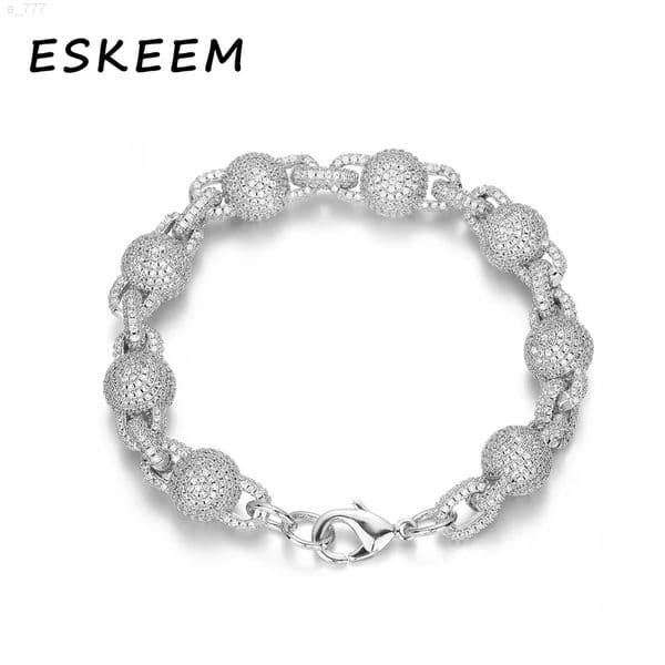 Personalized Hip Hop Style Zircon Bracelet Silver Plated 105mm Ice Diamond Bead Chain Womens Party Jewelry Fashion Gift