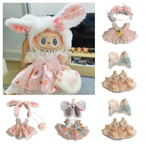 20cm plush doll clothing accessories Korean K-pop Exo Labubu idol doll Lolita set cute little princess bodysuitXJ250301