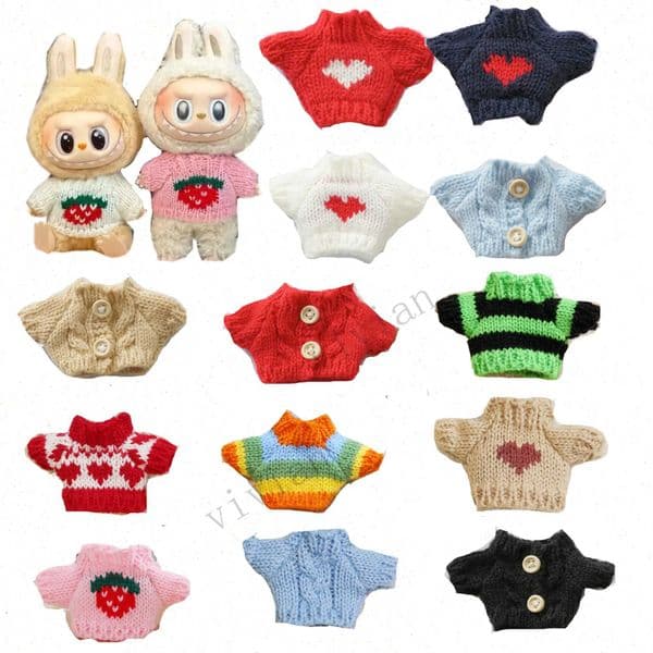 Mini DollS Clothes Outfit Accessories For Labubu for Elf doll Knitted Christmas Love twisted solid Santa sweater ClothingXJ250301