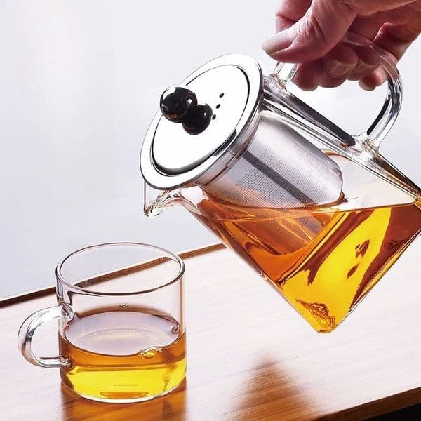 350ML Clear Heat Resistant Glass Teapot Jug Infuser Coffee Tea Leaf Herbal Pot Flower Teapot Milk Juice Container