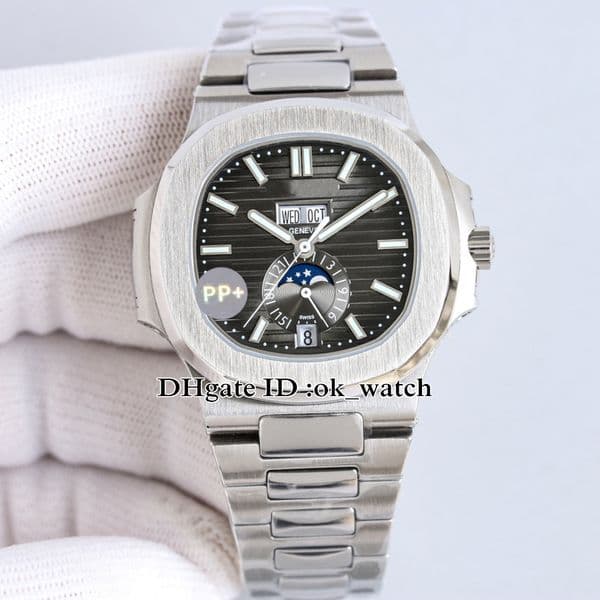 New 40.5mm 324S QA LU 24H/303 Automatic Mens Watch 5726 5726/1A-001 Gray Dial Silver Case Multi functional Gents Sport Wristwatches Stainless Steel Bracelet