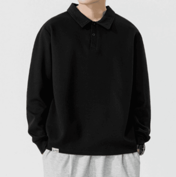 238 Men Long-sleeved Autumn and Winter Heavy Loose Solid Color Lapel Youth Casual