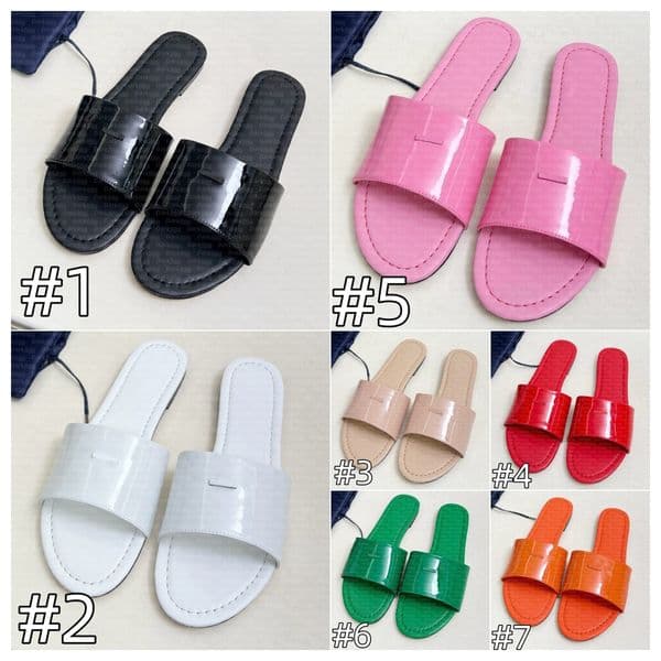 (Order by pic in opt, not by desc) New Fashion Shoes women slippers sliders Patent leather thin - soled slippers