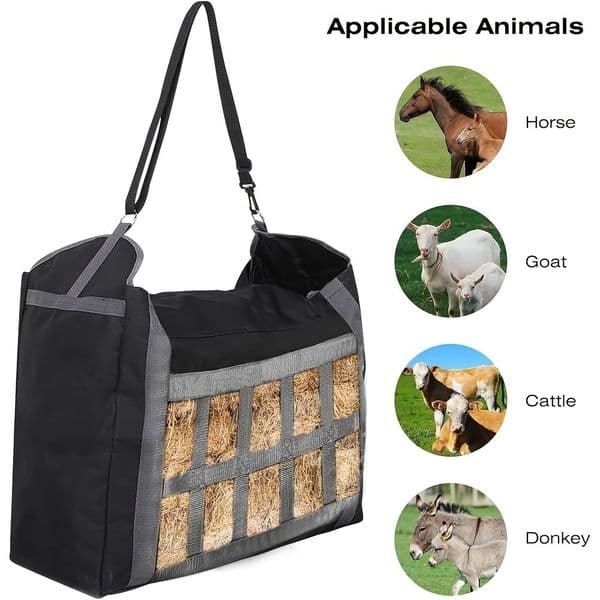Durable Hangable Horse Feed Bags Oxford Fabric Convenient Hay Bags Portable Large Capacity Hay Net Sheep