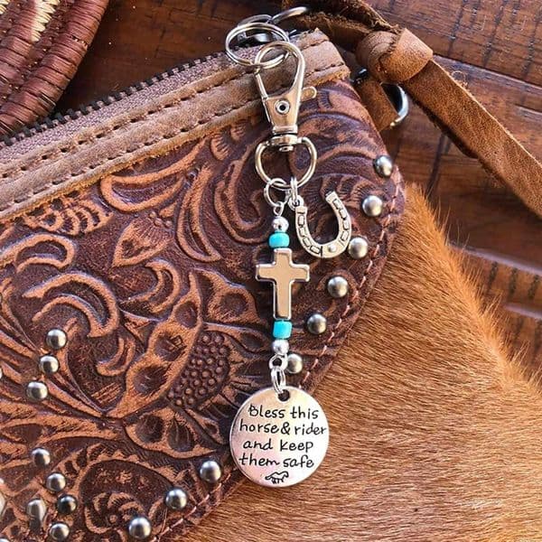 Vintage Horse Saddle And Bridle Charm Clip Bless-This Horse And Rider Keep Safe Bridle Saddle Charm Gifts For Horse Rider