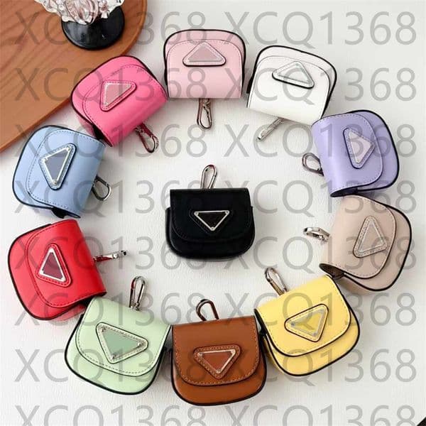 Luxury Fashion Leather Cases For Airpods Pro 3 Protective Cover Hook Clasp Keychain Anti Lost Airpods1/2 3 4 Earphone Case Protector With Logo Pink Airpodspro Cases