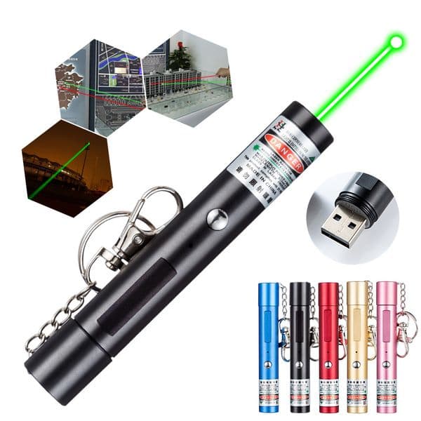 Mini 2 in 1 Cat Keychain Fun Pointer Portable Laser pointer Pen LED Training Torch Pet Cat Tickle Toy 532nm Flashlight
