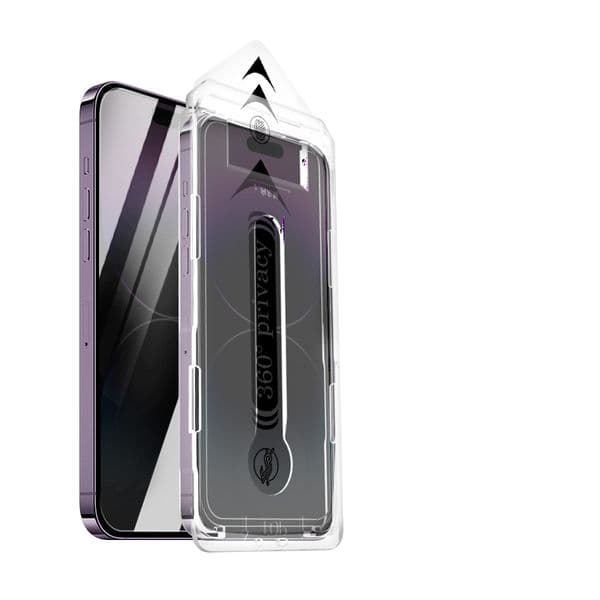 360 Degree Privacy Tempered Glass Screen Protector For iPhone 17 Air 16 15 14 13 12 Pro Max Plus 4 Way Anti Spy Anti-Peeping Film Auto Dust Removal Easy Installation Kit