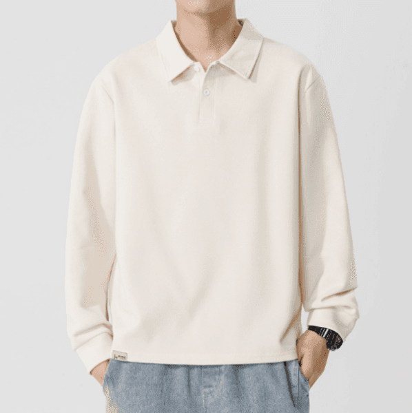 204 Men Long-sleeved Autumn and Winter Heavy Loose Solid Color Lapel Youth Casual