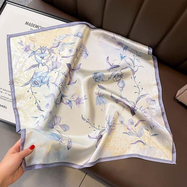 Japanese style literary simple fresh lilac silk scarf --890871