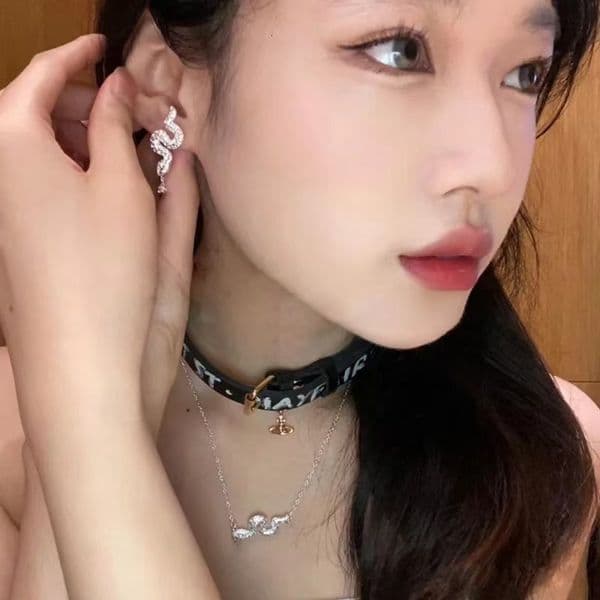 Vivienmes Viviannes Vivienenne Vivvienne Year of the Snake Limited Edition Queen Dowager Full Diamond Snake Necklace Small Saturn Snake Year of westwoods