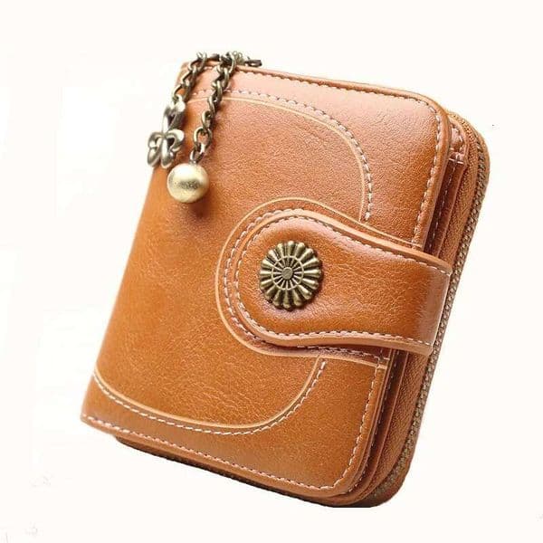 Summer New Women's Retro Fashion Wallet Oil Leather Wallet Designer Bag Women's Zipper Coin Wallet Women's Small Wallet Wallet Credit Card Clip Wallet