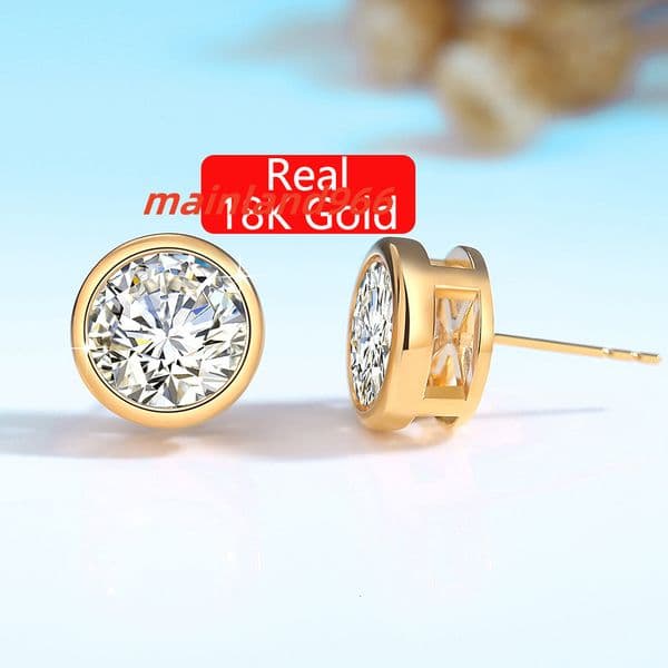 High Quality Gold Jewelry 2ct 1ct 0.5ct D Color VVS1 Moissanite Diamond AU750 Gold 18k Gold Earrings