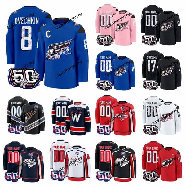 2025 Capital 8 Alex Ovechkin Cherry Blossom hockey Jersey 50th Anniversary