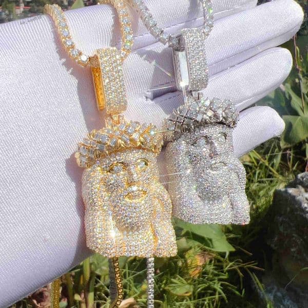 Buss Down Moissanite Lab Diamond Custom Chain Pendant Silver 925 Fine Jewelry Hip Hop Iced Out Mens Jesus Pendant
