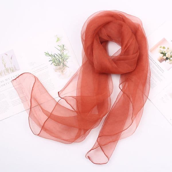New autumn and winter silk organza solid color versatile long scarf --866709