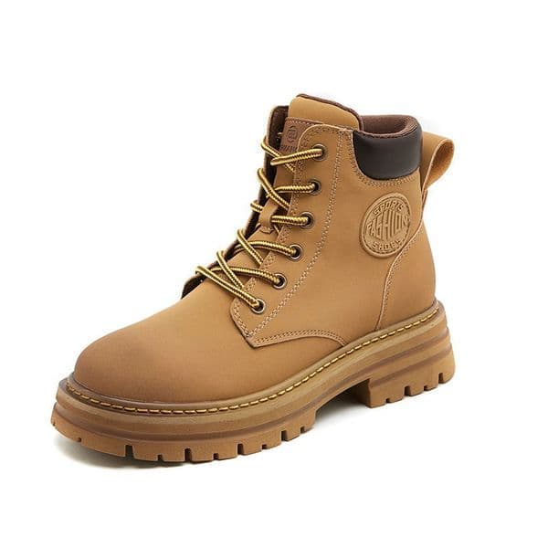 N01 Chic Yellow Martin Boots for Women - Authentic Leather Construction & Comfortable Thick Soles