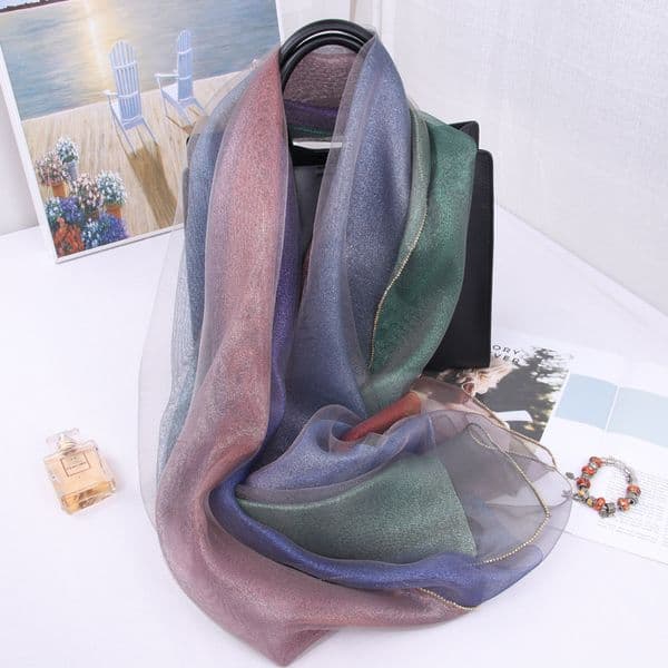 New autumn and winter silk organza solid color versatile long scarf --837691