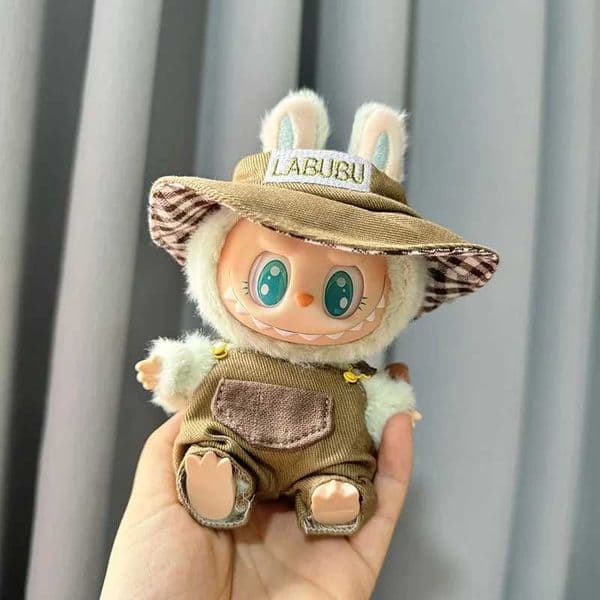 Cute mini plush doll costume without doll set bib pants accessories Labubu II idol doll jumpsuit Christmas sitting party costume X250311