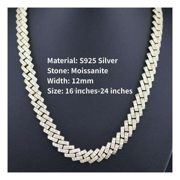 Newly designed sier necklace ice long stick bread gold-plated boutique jewelry pyroxene Cuban chain