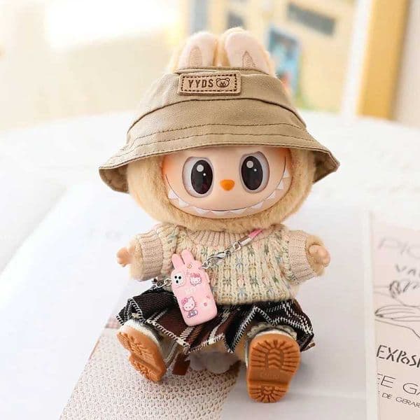 17cm Labubu Clothing Dresses Jk Pleated Skirt Set Sitting Macaron Series Doll Fashion Clothing Fashion Dress Shoes Accessories X250311