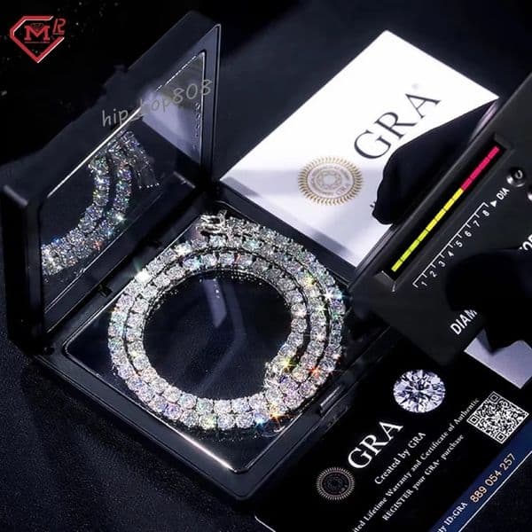 3mm 4mm 5mm 6mm Moissanite Tennis Chain 925 Sterling Silver Hiphop Diamond Iced Out Moissanite Chain