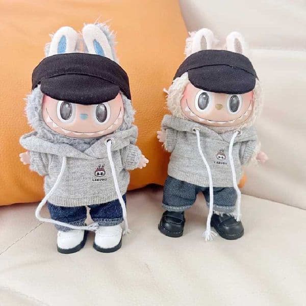 Labubu Pendant Clothes Macarons 17cm Vinyl Action Figure Blind Box Pop Mart Baby Clothes Shoes Hat Casual Sui Only Clothes X250311